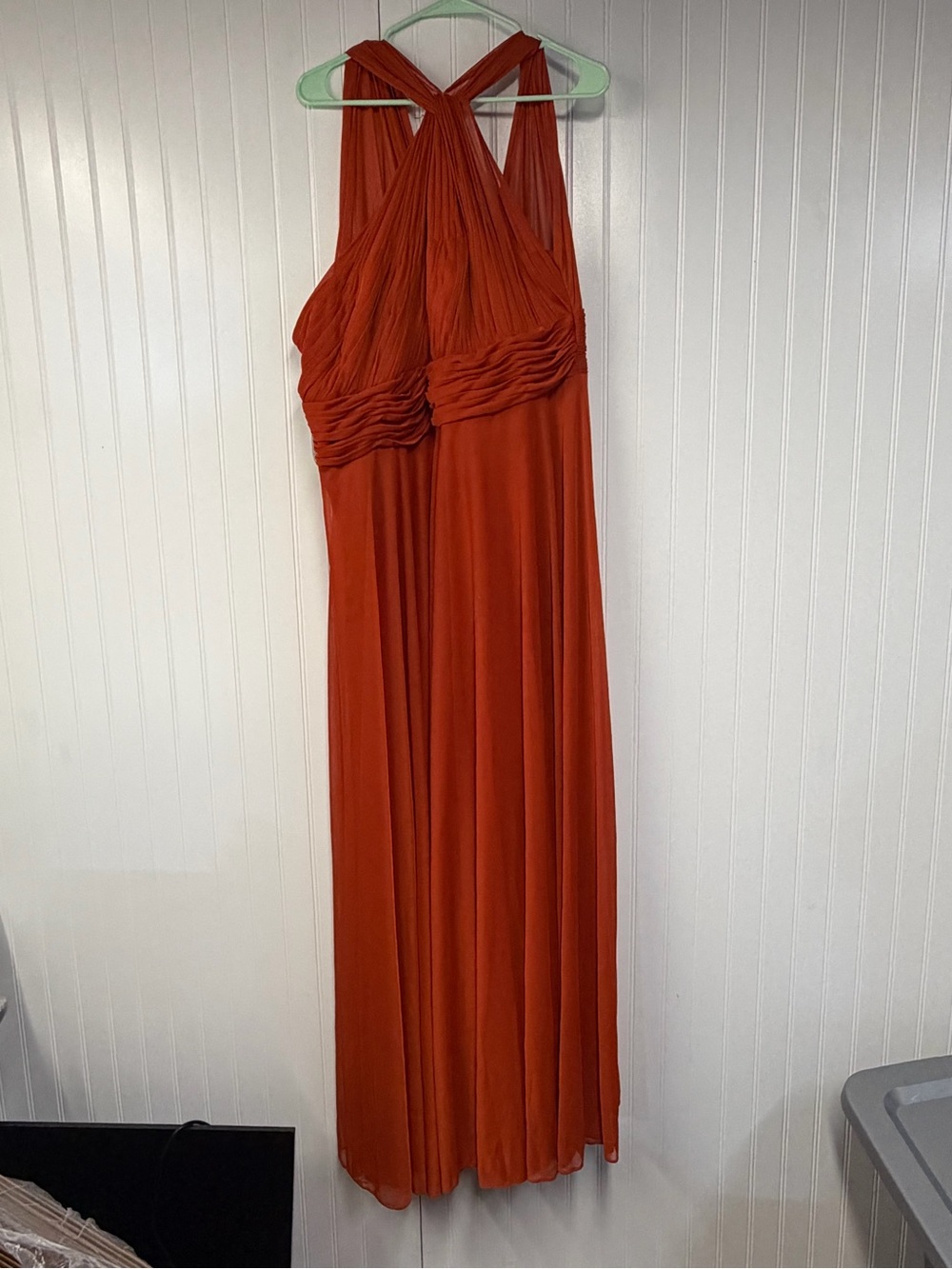 Azazie Elegant Rust Orange Halter Maxi Dress Formal A20